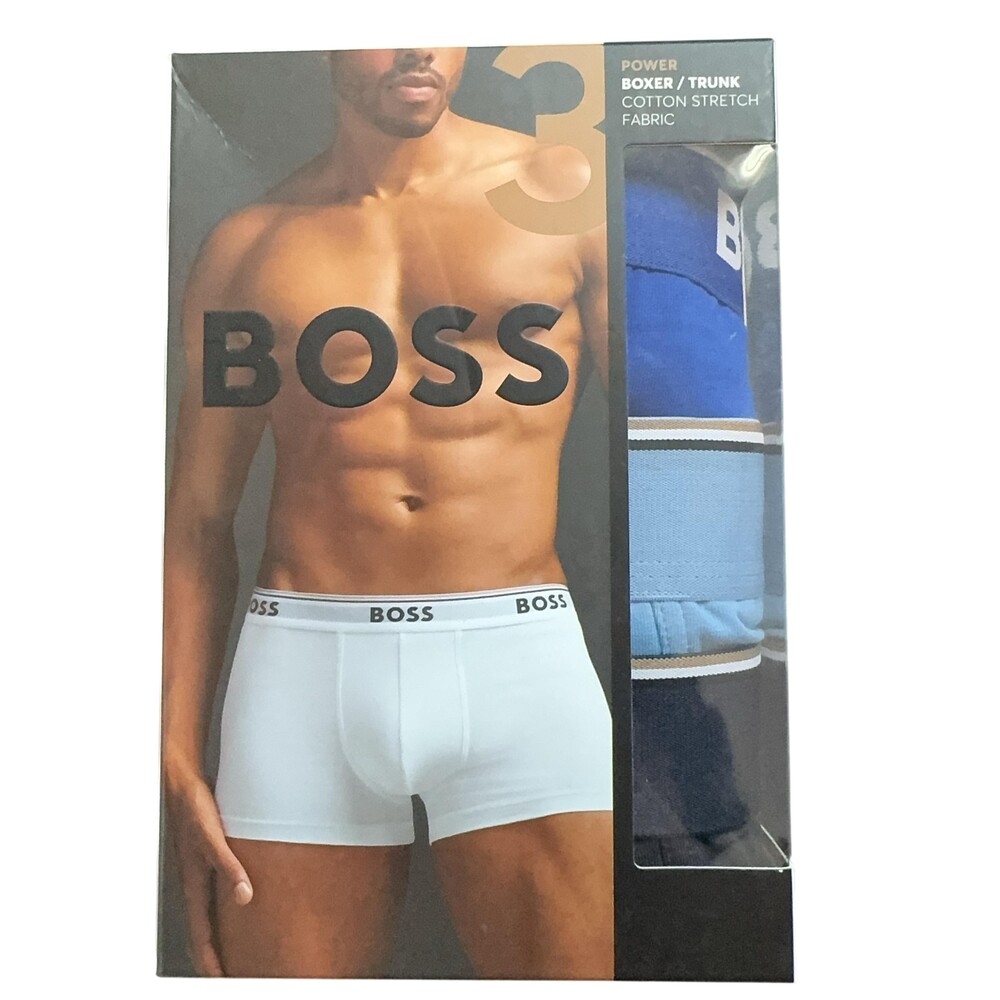 Boss Power Boxer Brief Underwear Mens Small Blue Cotton Stretch 3 Pack